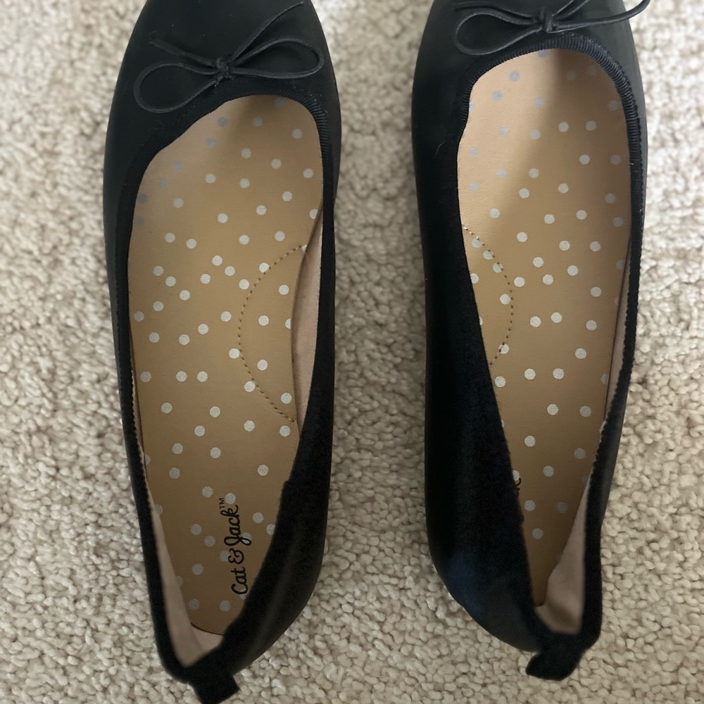 Cat & Jack Black Bow Ballet Flats with Polka Dot Insole